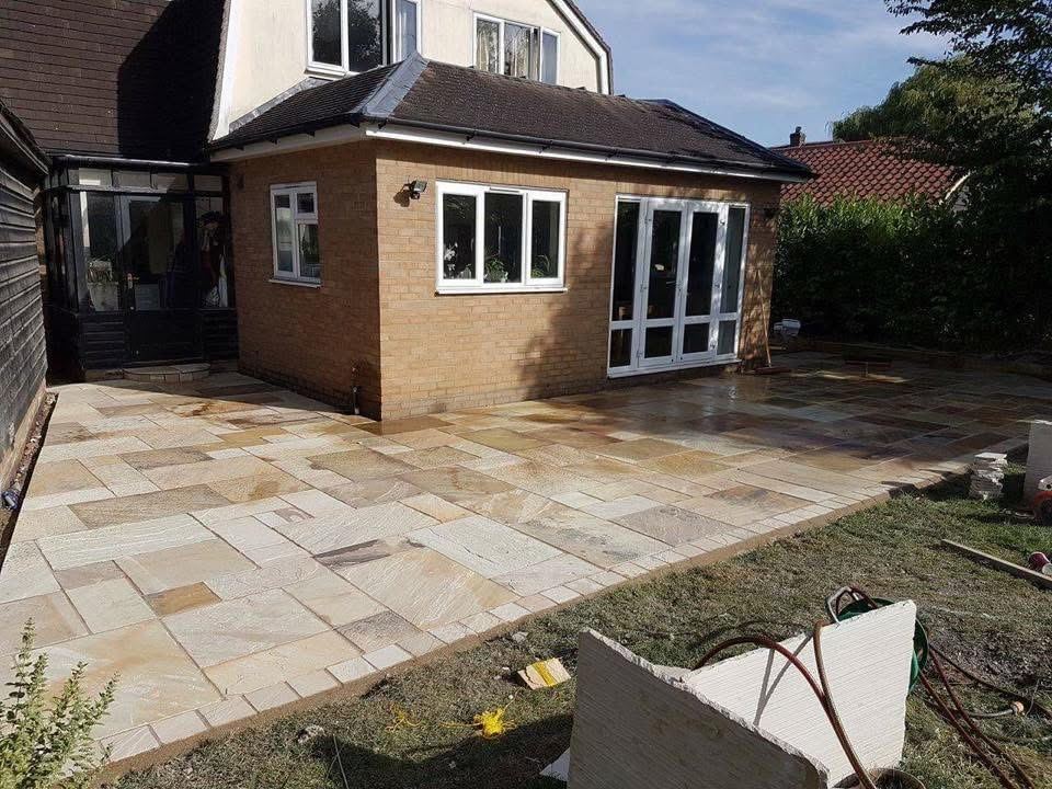 Indian sandstone patio installation